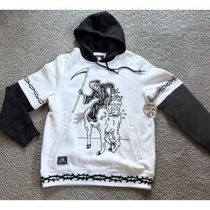 NWT Lurking Class Stallion Hoodie Mens M Black White Grim Reaper Horse Zumiez